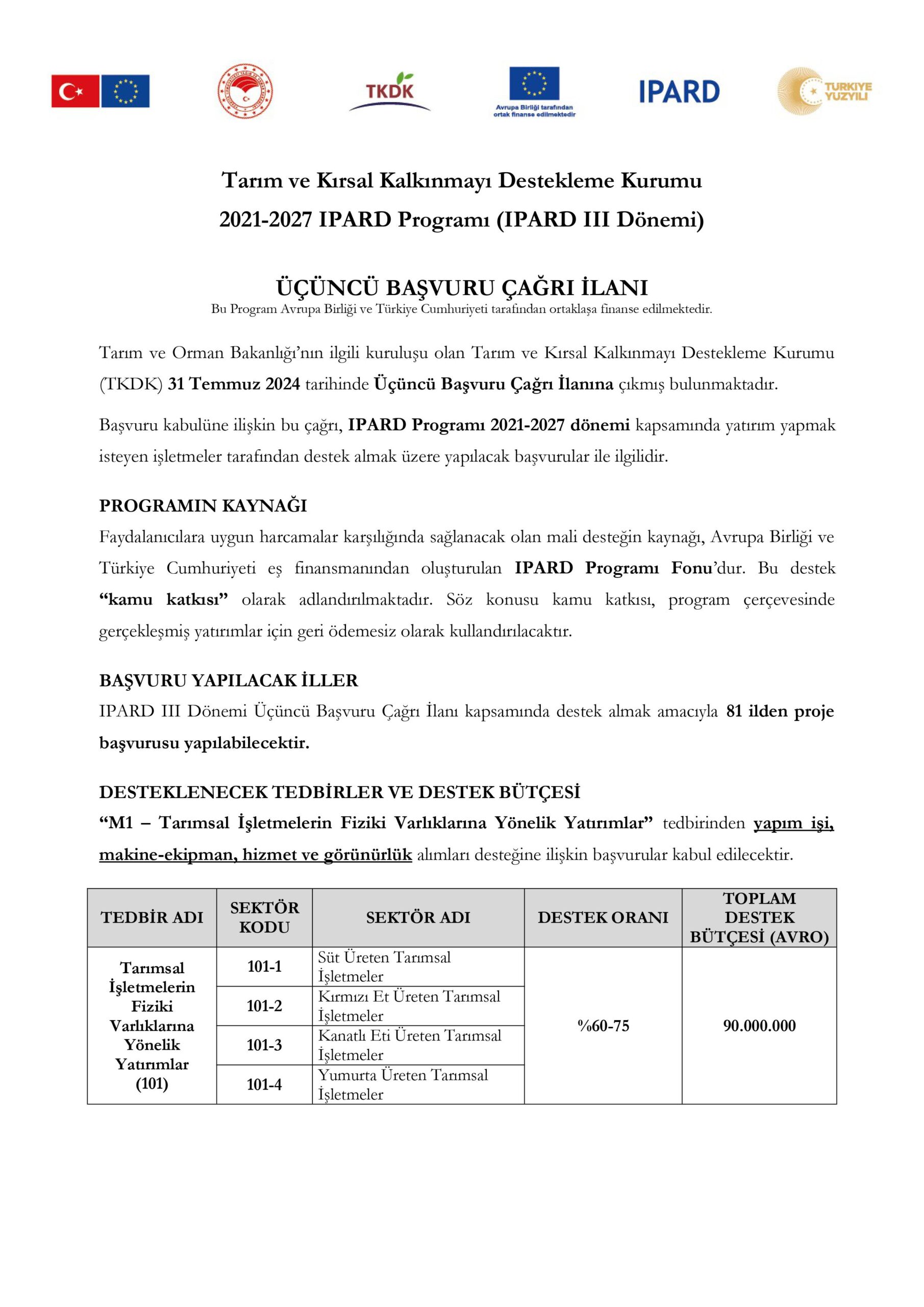 2021-2027 IPARD Programı ( IPARD III Dönemi )